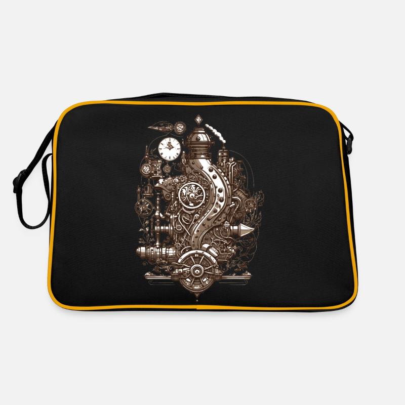 Steampunk Technik Dampfmaschine mit Zahnrädern Retro Tasche