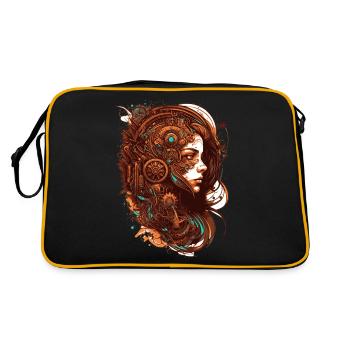 Steampunk girl in symbiosis with old technique - Retro Bag - black/gold - Back