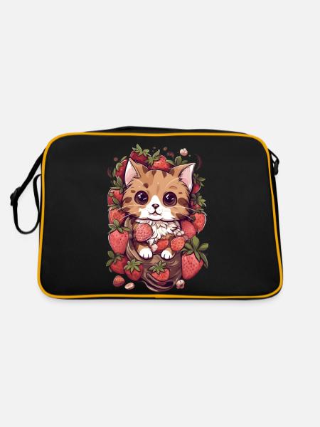 Ragamuffin Cat Fraise Cadeau - Sac Retro - noir/or - Dos