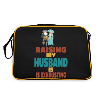 My husband's education is exhausting - Retro Bag - black/gold - Back