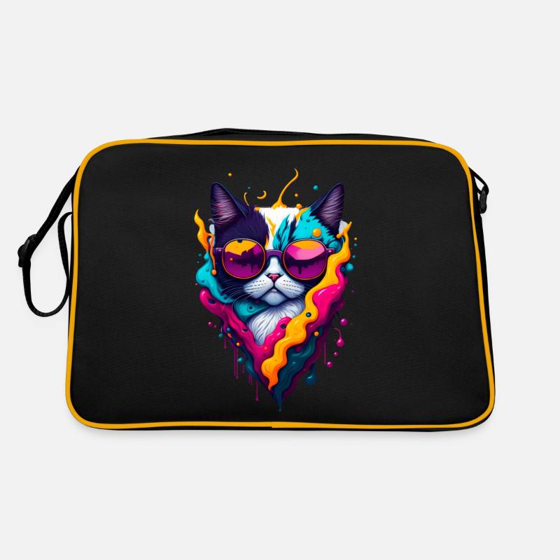Cute abstract cat Retro Bag