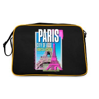 Paris, France, Ville, Skyline, Tour Eiffel, Art - Sac Retro - noir/or - Dos
