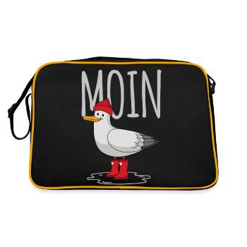 Moin Möwe - Retro Tasche - Schwarz/Gold - Hinten