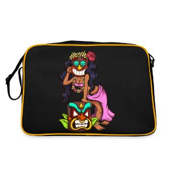 Tiki Frau - Retro Tasche - Schwarz/Gold - Hinten