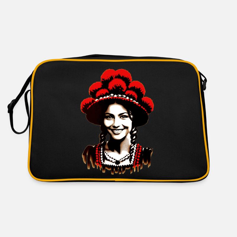 Schwarzwald-Mädel | Schwarzwald Bollenhut - Retro Tasche - Schwarz/Gold