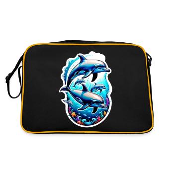 Dolphin & Ocean - Retro Bag - black/gold - Back