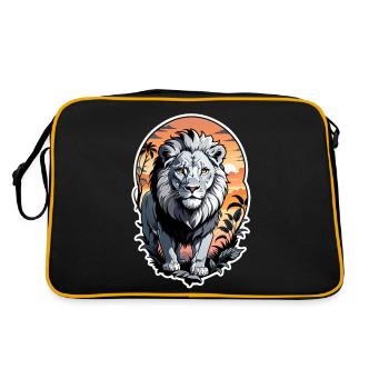 Lion, Lion Cub and Jungle - Retro Bag - black/gold - Back