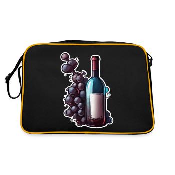 Wine / Grapes / Alcohol / Drink / Enjoy - Retro Bag - black/gold - Back