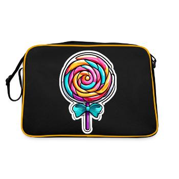 Lutscher / Lolli Pop / Süßigkeit / schlecken / süß - Retro Tasche - Schwarz/Gold - Hinten
