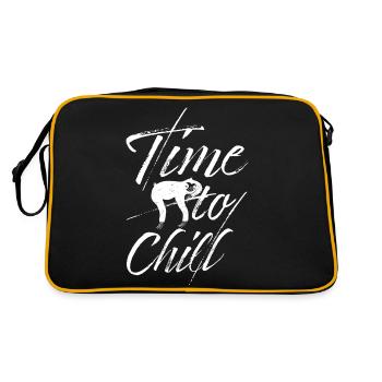 Faultier Zeit Zum Chillen Spruch - Retro Tasche - Schwarz/Gold - Hinten