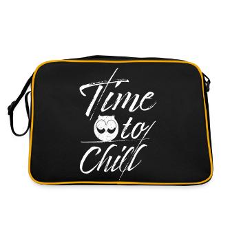 Owl Time To Chill Slogan - Retro Tasche - Schwarz/Gold - Hinten