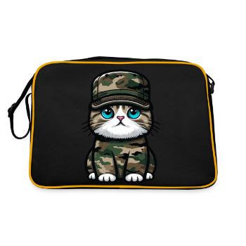 Cat in military uniform - Retro Bag - black/gold - Back