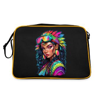 Afro Frau - Schönheit - Retro Tasche - Schwarz/Gold - Hinten
