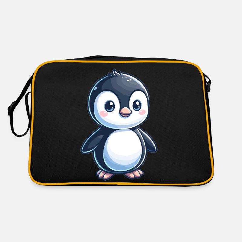 kindlich gestalteter Pinguin Retro Tasche