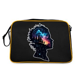 Silhouette / Forêt / Portrait / Arbres / Personne - Sac Retro - noir/or - Dos