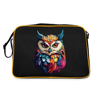 Hibou graphique coloré pour les fans de hiboux et les amateurs d’oiseaux - Sac Retro - noir/or - Dos