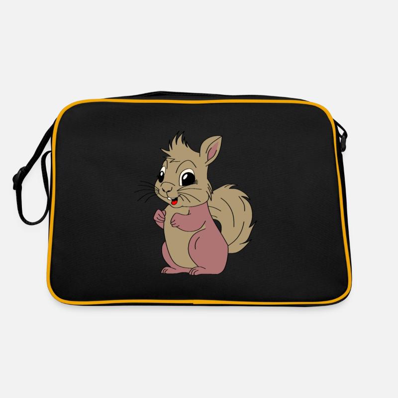 Kleines Eichhörnchen - Retro Tasche - Schwarz/Gold