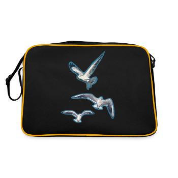 Abstract Seagulls - Retro Bag - black/gold - Back