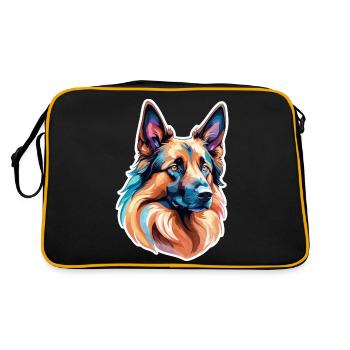 Aquarelle de chien de berger belge - Sac Retro - noir/or - Dos