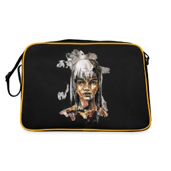 skizze Collage asia carographic illustration - Retro Tasche - Schwarz/Gold - Hinten