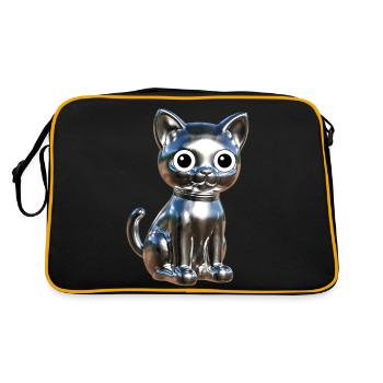 Metallic Chrom Elegance - Retro Tasche - Schwarz/Gold - Hinten