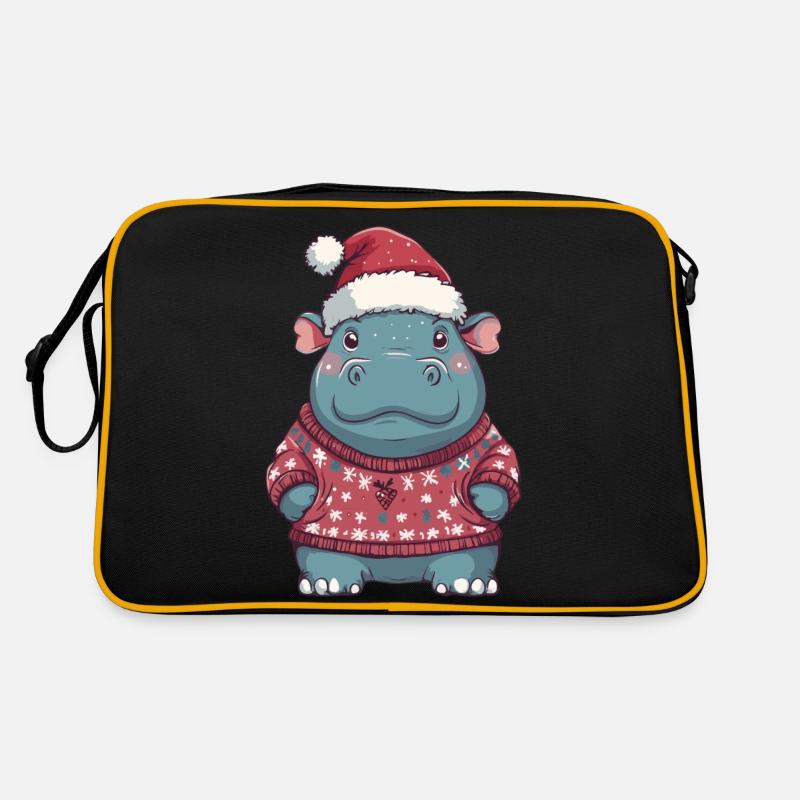 Nilpferd Weihnachten Retro Tasche
