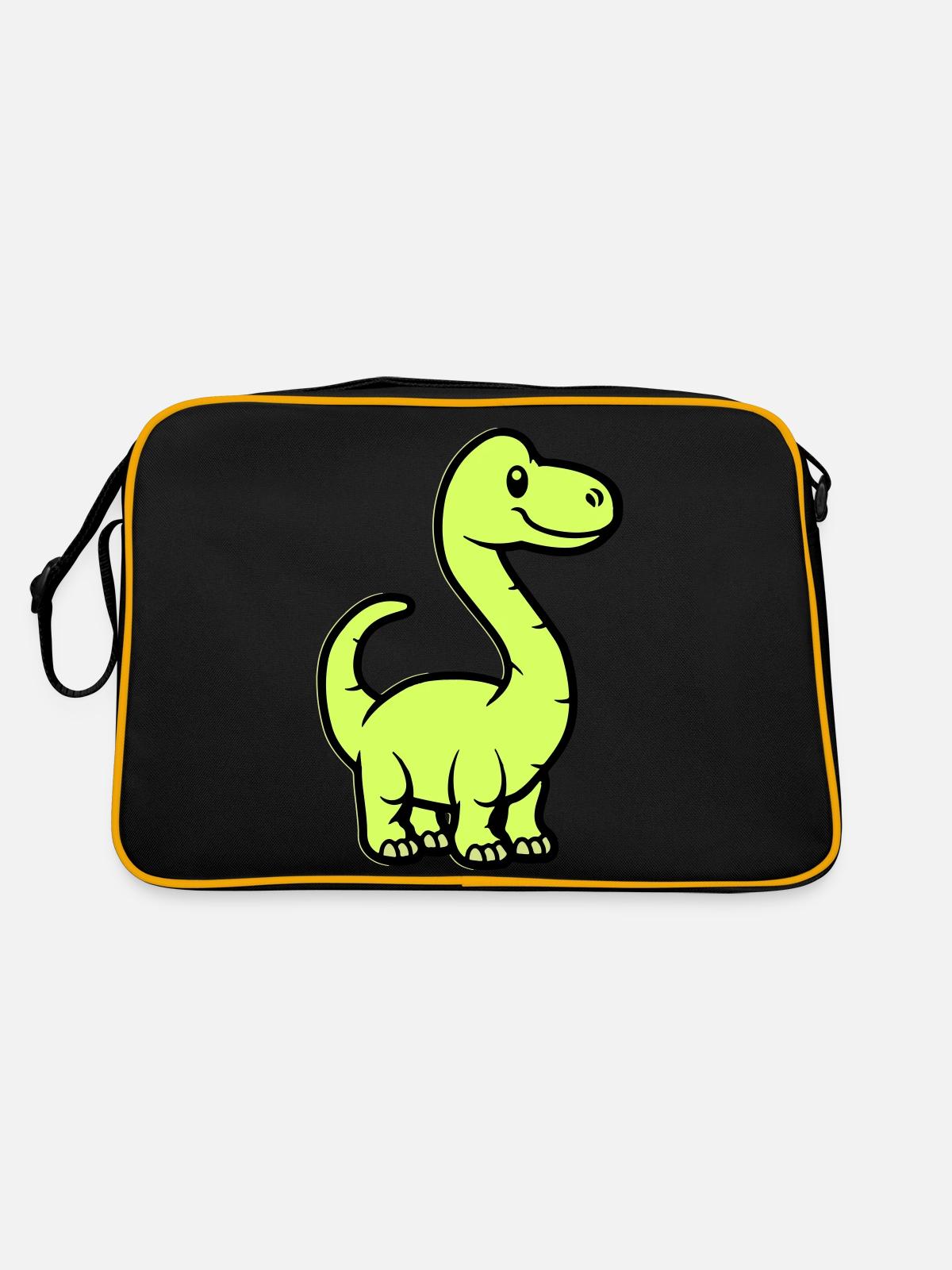 Dinosaur Brontosaurus Comic - Retro Bag - black/gold - Back
