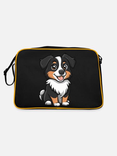 Australian Shepherd Dog Comic Cute - Retro Bag - black/gold - Back