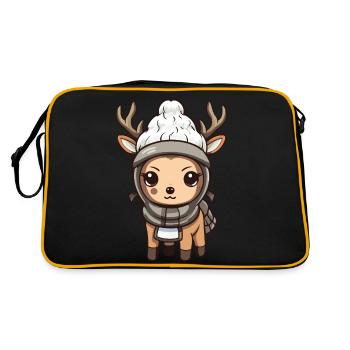 Reh Geweih Winter Tier Baby Comic - Retro Tasche - Schwarz/Gold - Hinten