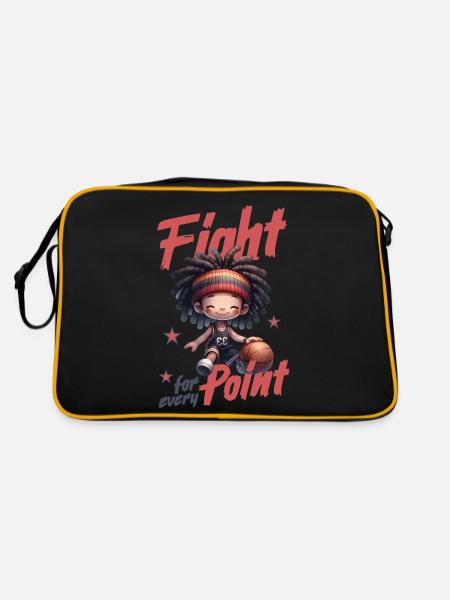 Fight for every Point Basketball - Retro Tasche - Schwarz/Gold