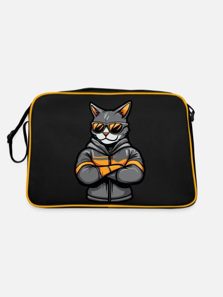 Cat Comic - Retro Bag - black/gold - Back