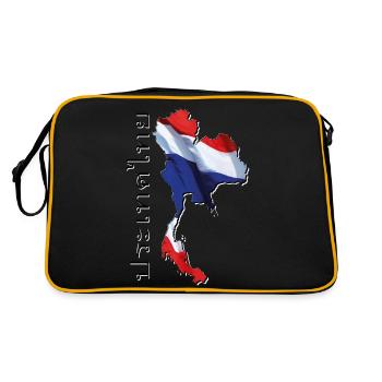 Drapeau de la Thaïlande sur la carte de la Thaïlande TH - Sac Retro - noir/or - Dos