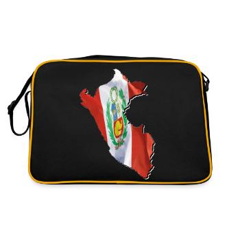 Drapeau du Pérou sur la carte du Pérou - Sac Retro - noir/or - Dos