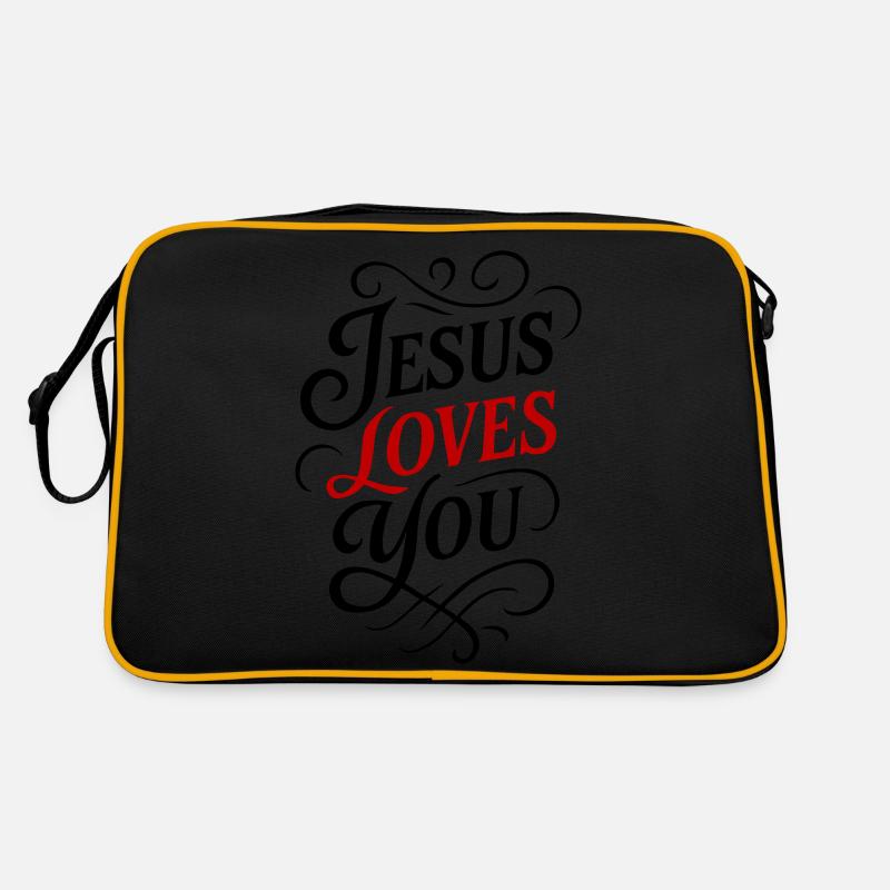 Jesus Liebt Dich - Retro Tasche - Schwarz/Gold