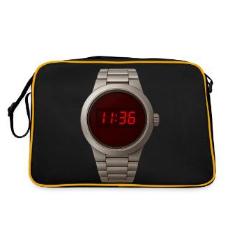 Cool digital clock in stainless steel case with red LED - Retro Bag - black/gold - Back