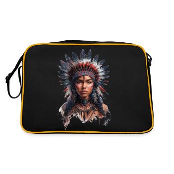 Stammeskriegerin - Retro Tasche - Schwarz/Gold - Hinten