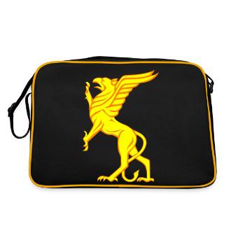 Vogel Greif - Retro Tasche - Schwarz/Gold - Hinten