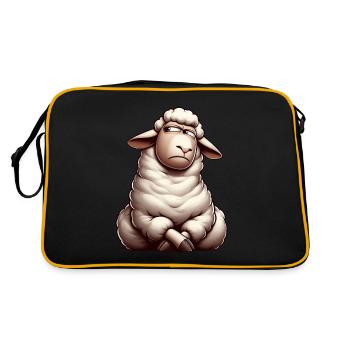 Skeptical Sheep Cartoon Comic Bull - Retro Bag - black/gold - Back