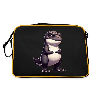Vilain T-Rex Dino dessin animé Drôle Ironique - Sac Retro - noir/or - Dos