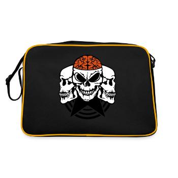 skull face profile brain brain - Retro Bag - black/gold - Back