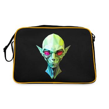 extraterrestre tête extraterrestre potrait vert yeux rouges - Sac Retro - noir/or - Dos