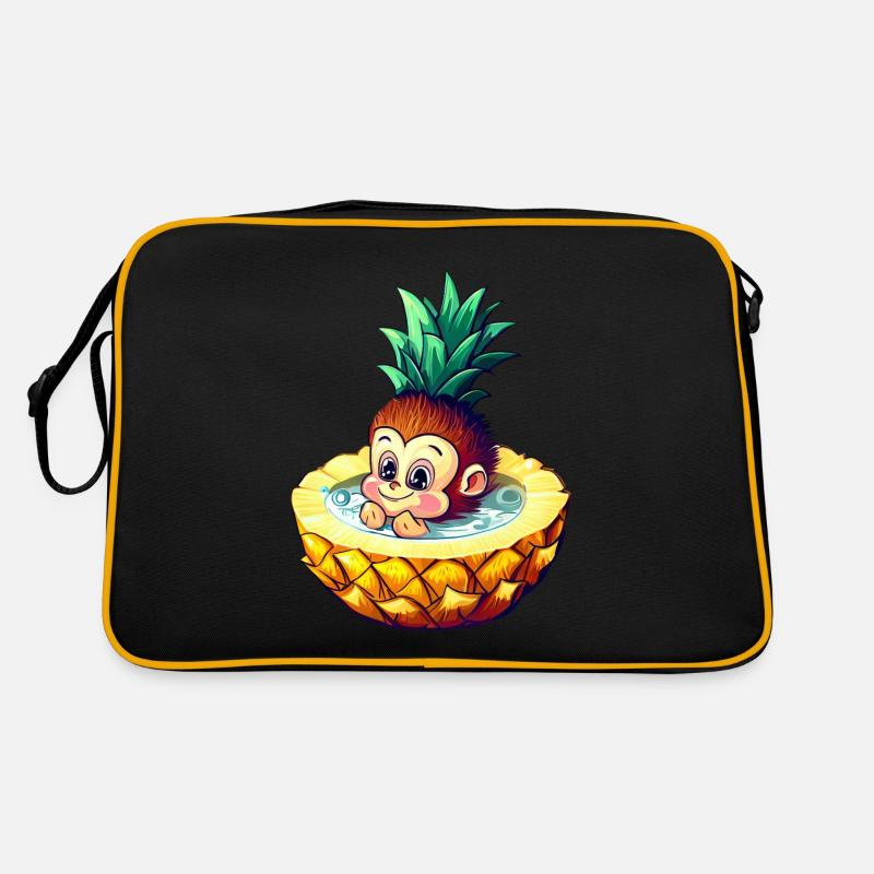 Monkey and pineapple: summer bathing fun design Retro Bag