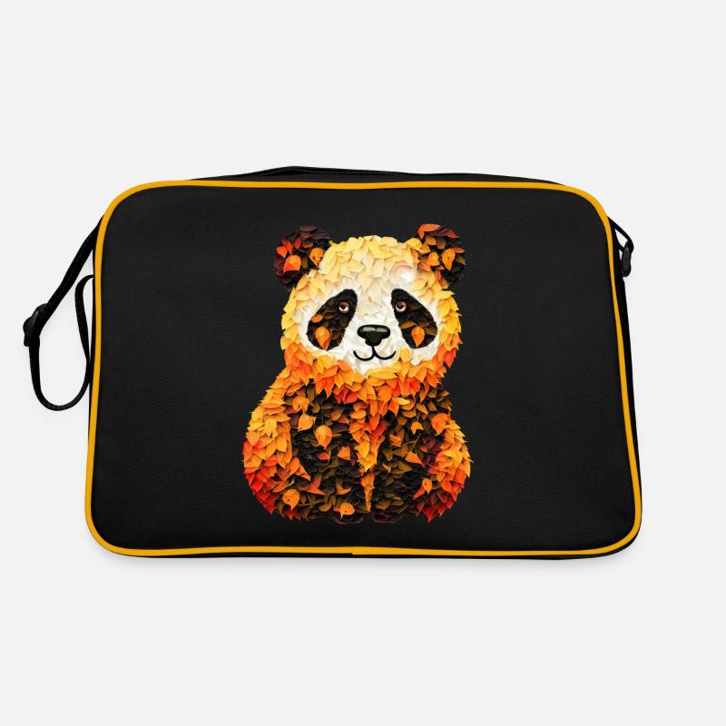 Süßer Panda im Herbstlaub Retro Tasche