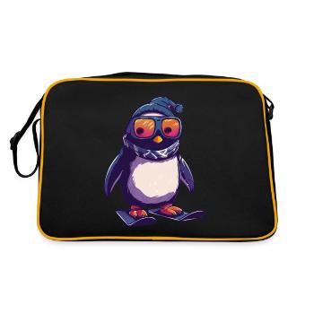 Pingouin Skieur Vacances De Ski Sports D’hiver Design - Sac Retro - noir/or - Dos
