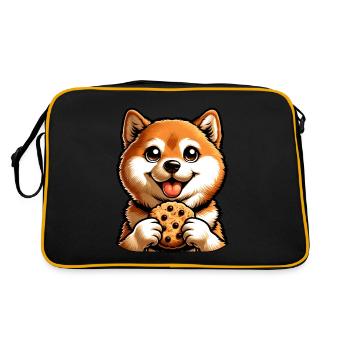 Chien Shiba Inu mignon avec dessert aux biscuits - Sac Retro - noir/or - Dos