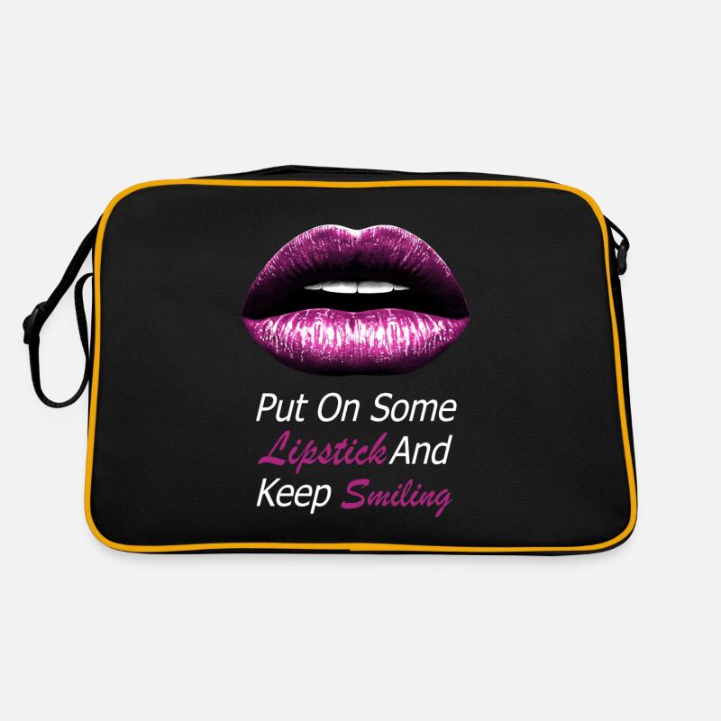 lèvres rose baiser bouche rouge à lèvres illustration Sac Retro