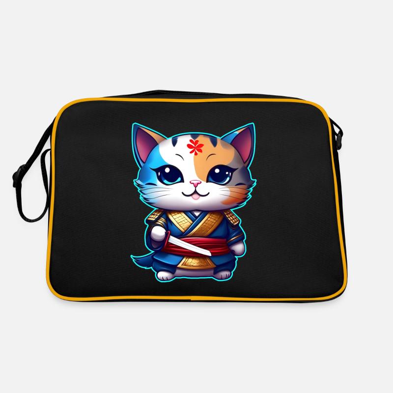 Cute samurai cat Retro Bag