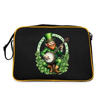 Leprechaun Banjo Player I Irish Music I St. - Retro Tasche - Schwarz/Gold - Hinten