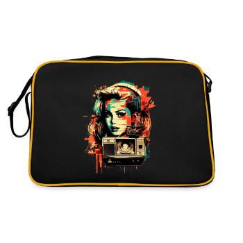 Retro Portrait von einer jungen Frau - Retro Tasche - Schwarz/Gold - Hinten