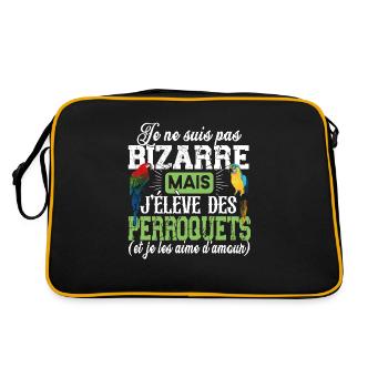 Perroquet Oiseau Perruche Ara Conure Cadeau Humour - Sac Retro - noir/or - Dos